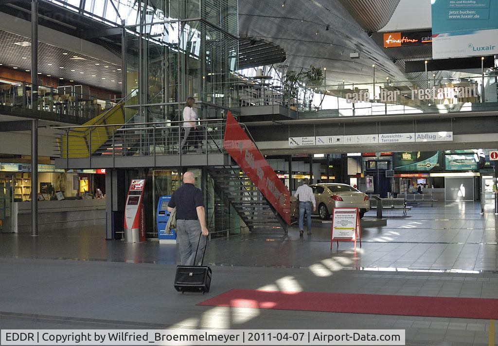 Saarbrücken Airport, Saarbrücken Germany (EDDR) - Airport Restaurant (upstairs) and Travel Office Counter (ground level).