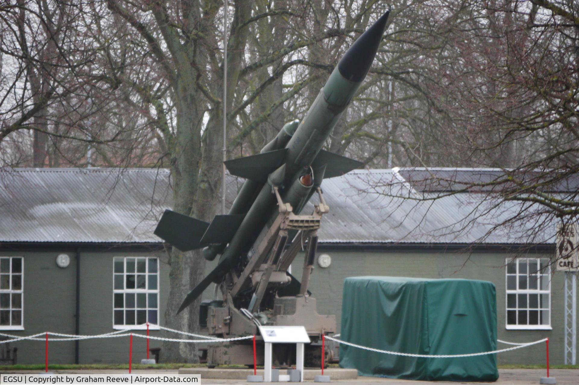 Duxford Airport, Cambridge, England United Kingdom (EGSU) - Blood hound missile on display at Duxford.