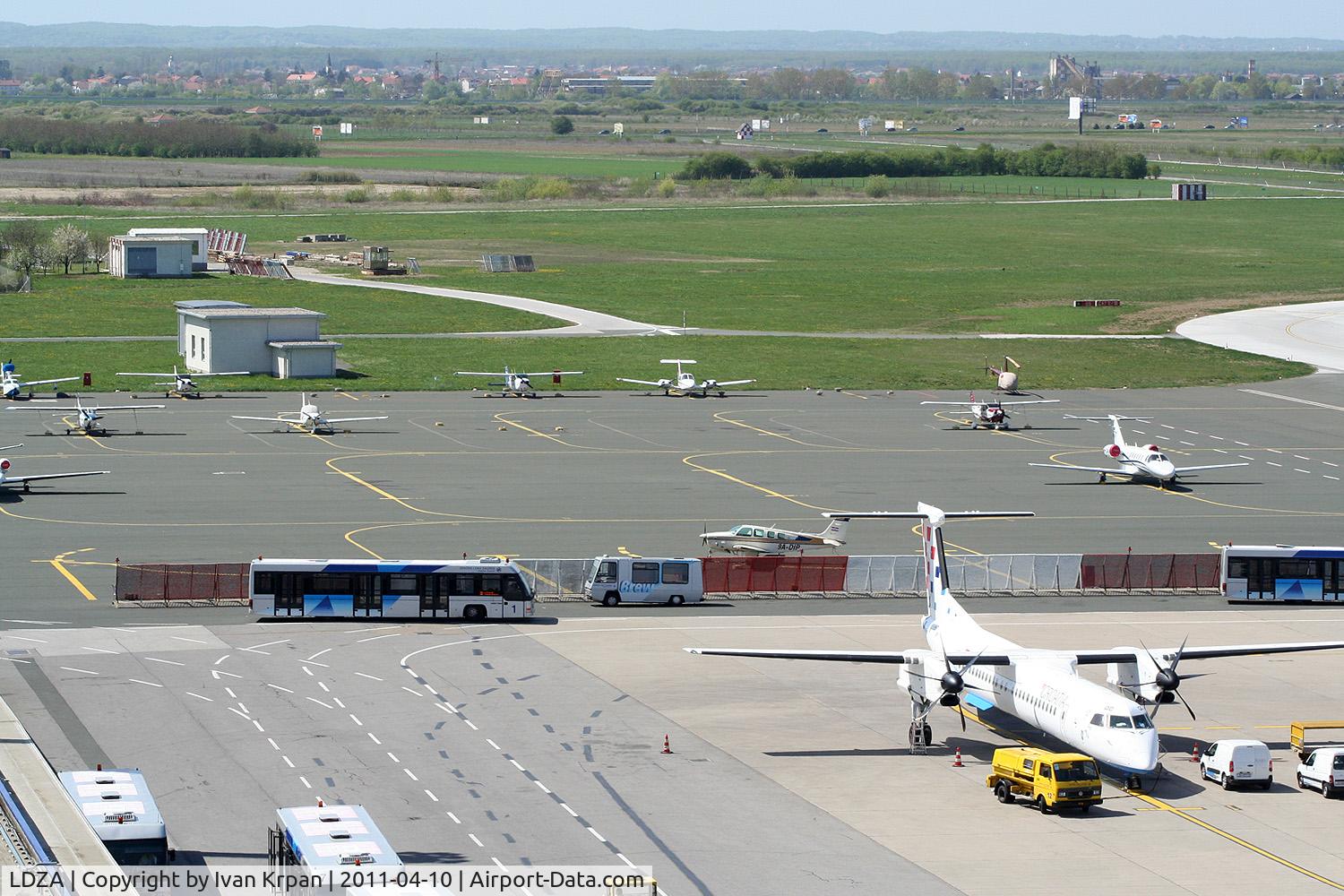 Zagreb Pleso Airport, Zagreb Croatia (LDZA) - Here is visible GA platform. She is located on far western side of the Zagreb airport main platform.