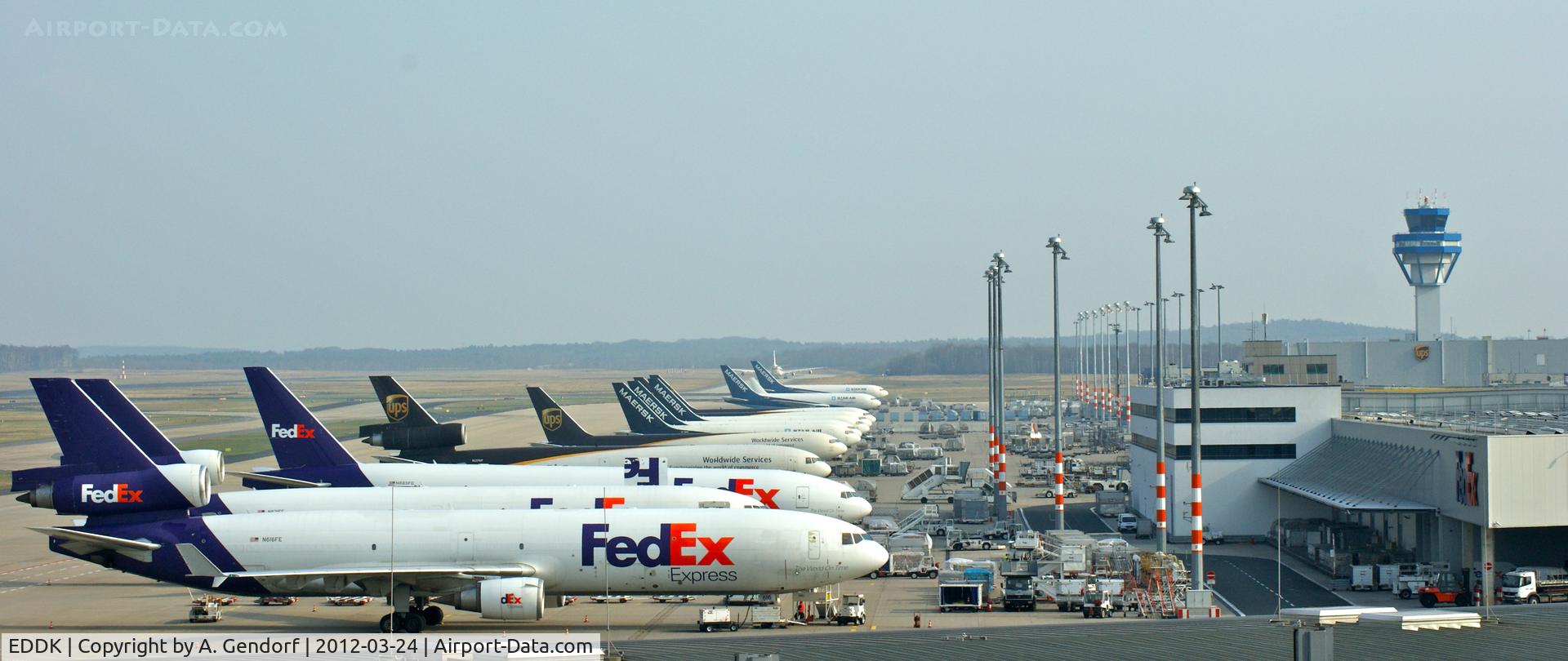 Cologne Bonn Airport, Cologne/Bonn Germany (EDDK) - EDDK / CGN, the air cargo section of UPS and Fed Ex with the tower in the Background