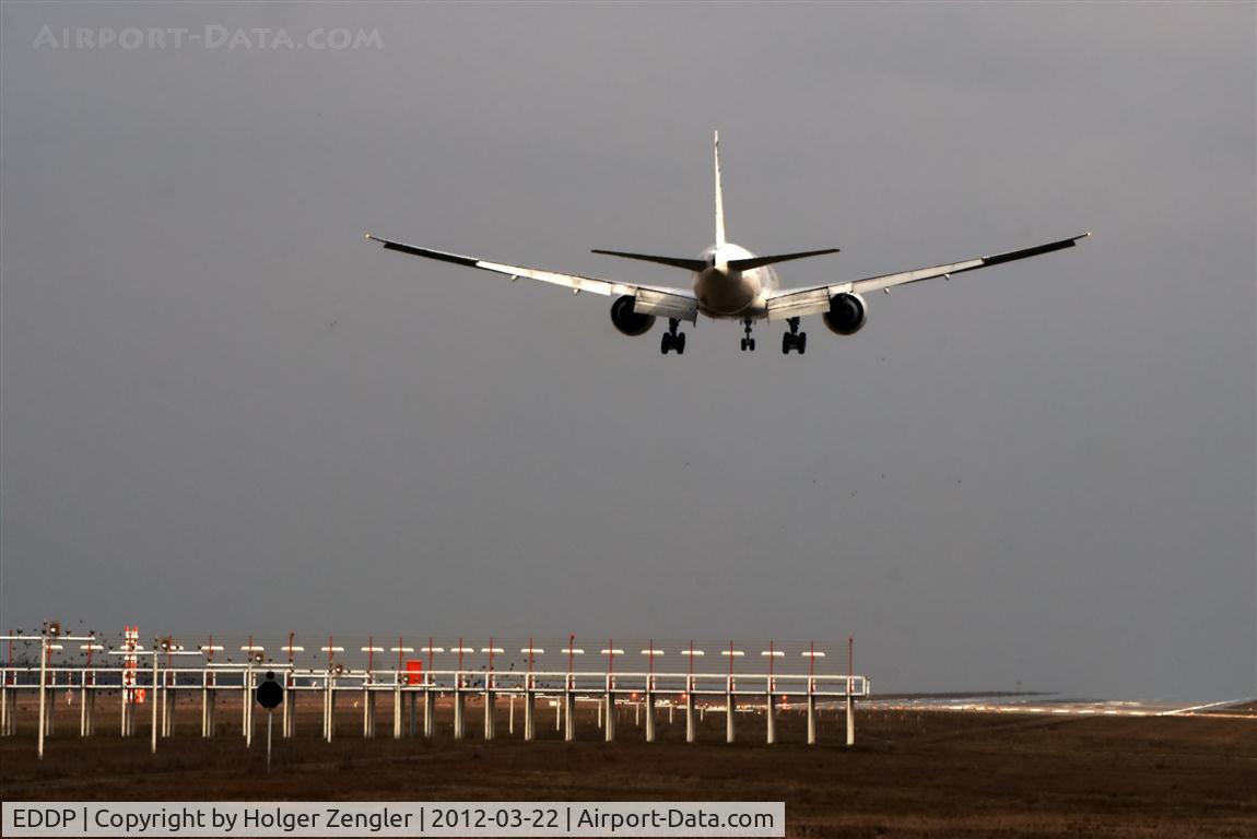 Leipzig/Halle Airport, Leipzig/Halle Germany (EDDP) - Final of an AeroLogic triple seven on rwy 08R.....
