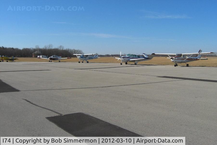 Grimes Field Airport (I74) - The ramp on a typical nice Saturday morning for breakfast and the Champaign Aviation Museum.