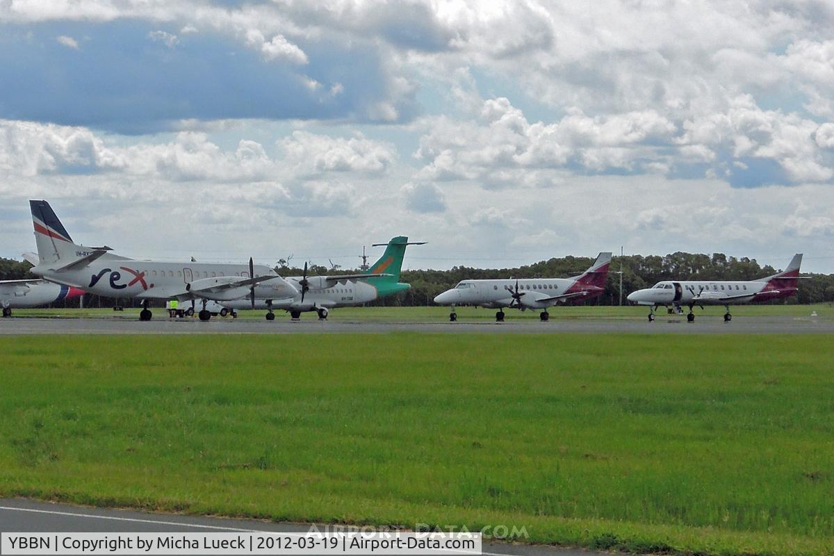 Brisbane International Airport, Brisbane, Queensland Australia (YBBN) - Busy ramp for small cargo props