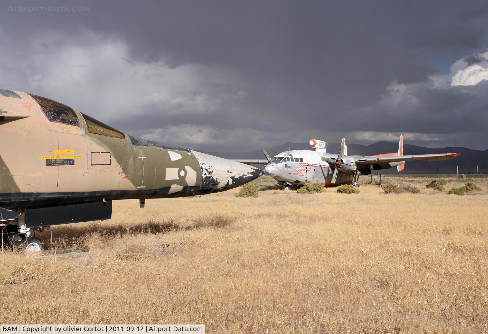Battle Mountain Airport (BAM) - You'll see a C-119 and a F-111A there !