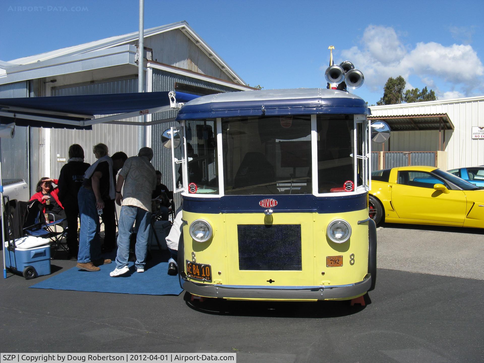 Santa Paula Airport (SZP) - Aviation Museum of SZP First Sunday invites car clubs. Today we had a Corvette Club, Porsche Club, Ford Model A Club, a Hot Rod club and this old customized DIVCO Twin Coach Van.