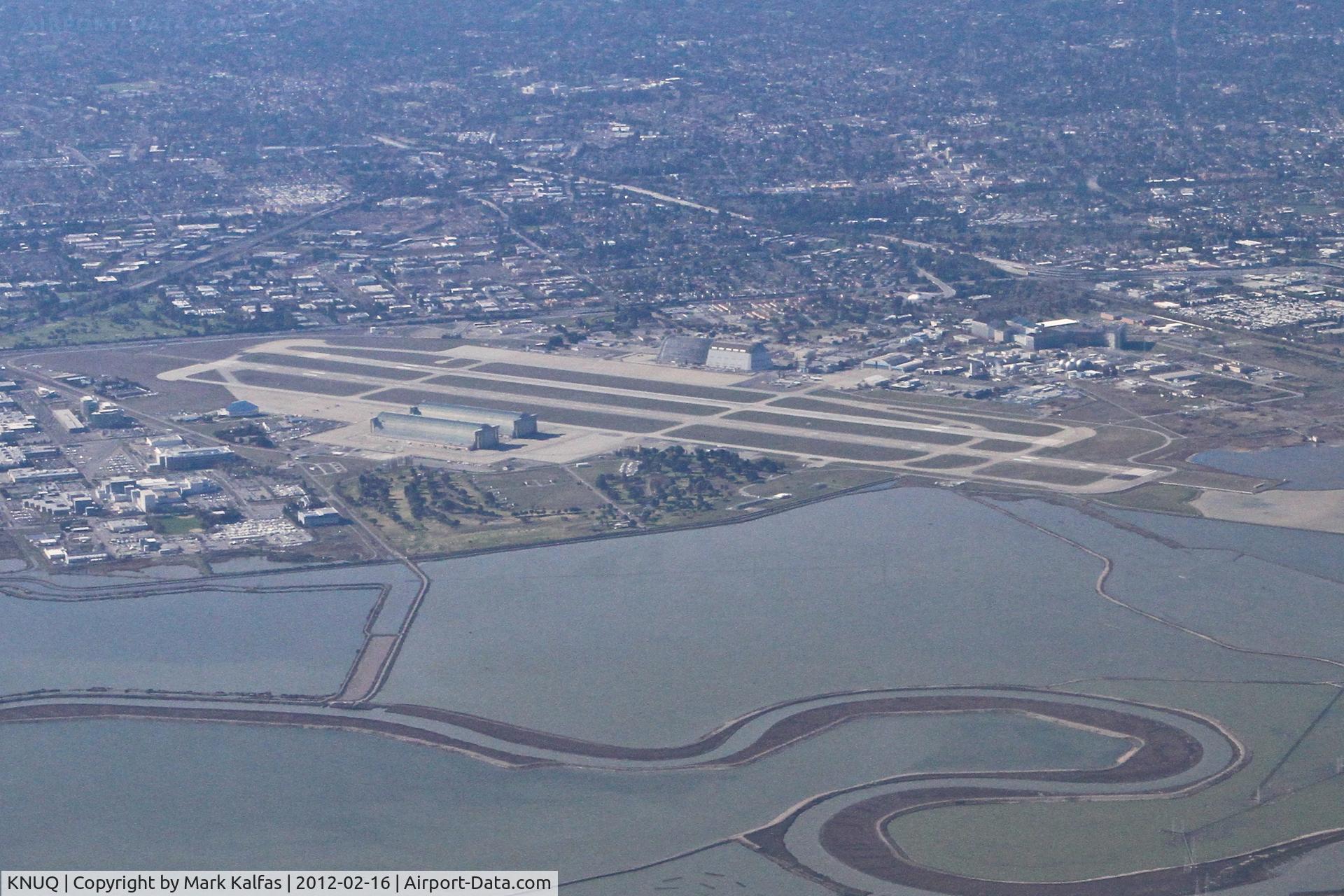 Moffett Federal Afld Airport (NUQ) - Moffett Federal Airfield, as seen on RWY 28R approach to KSFO.