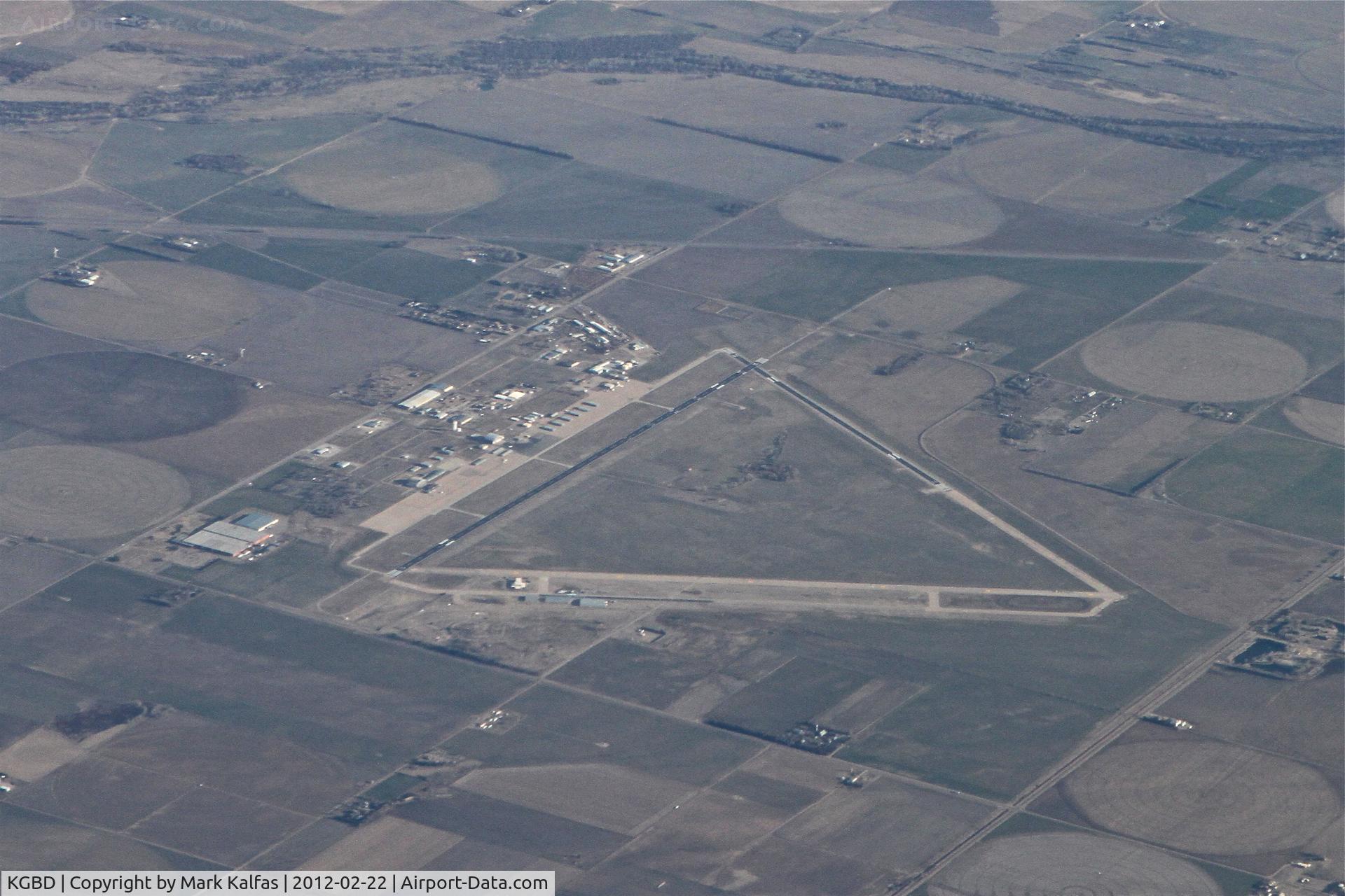 Great Bend Municipal Airport (GBD) - Great Bend, Kansas - Great Bend Municipal Airport from 27,000' on a 067 heading on board UAL696. 