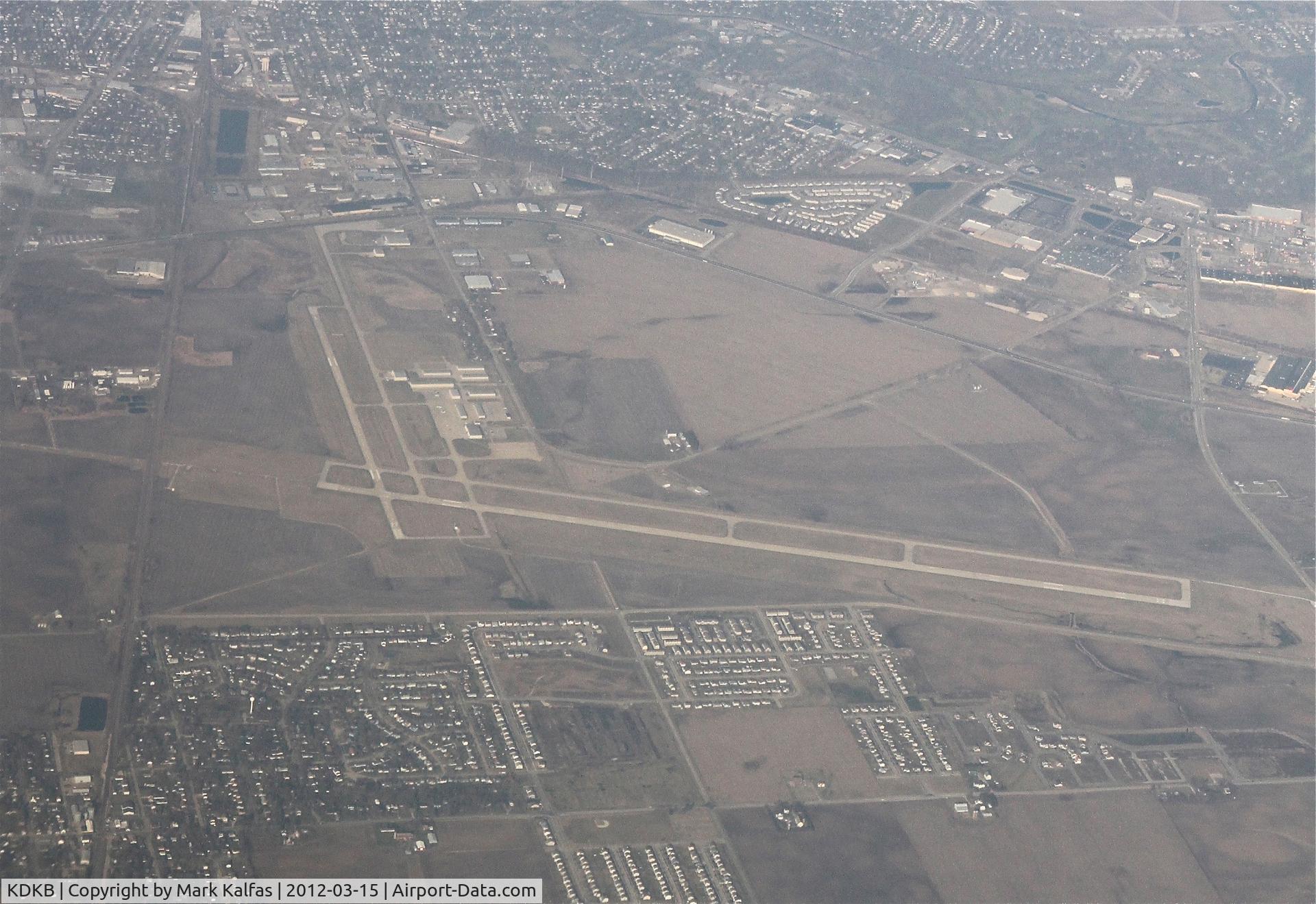 De Kalb Taylor Municipal Airport (DKB) - DeKalb, Illinois - DeKalb Taylor Municipal Airport/KDKB as seen on a heading of 230, climbing though 16,000' while on board UAL284 to KPHX.