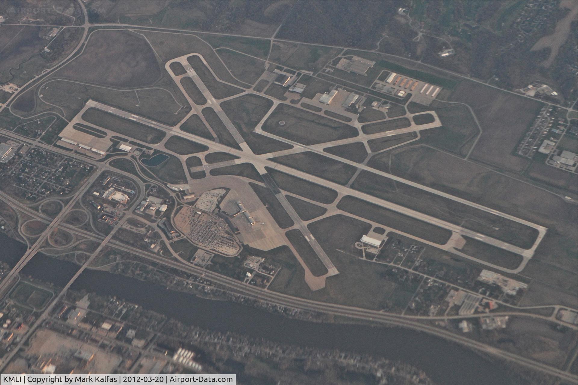 Quad City International Airport (MLI) - Moline, Illinois, Quad City International Airport from 28,000', on a 251 heading en route to KLAS from O'Hare.