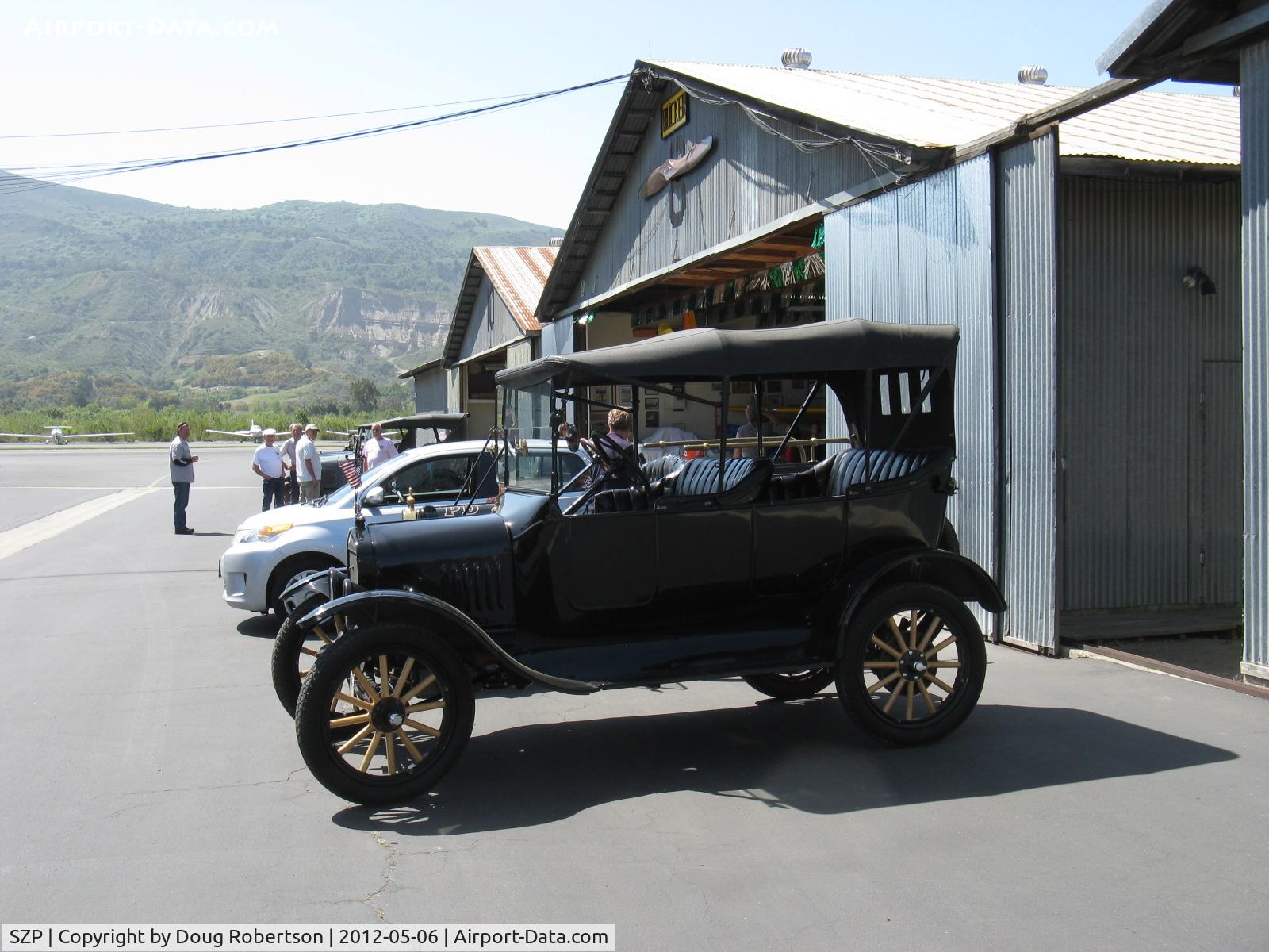 Santa Paula Airport (SZP) - First Sunday Aviation Museum of Santa Paula Open House and Fly-In invites car clubs. This is a Ford Model T Club car.