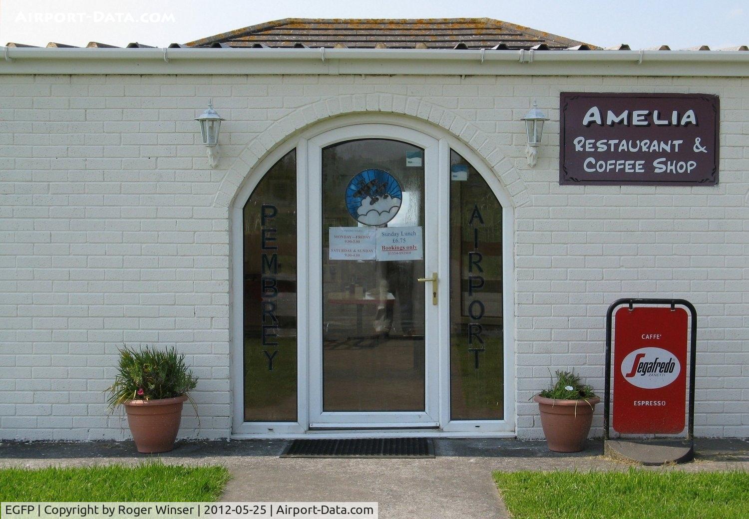 Pembrey Airport, Pembrey, Wales United Kingdom (EGFP) - Entrance to the Amelia Restuarant and Coffee Shop at Pembrey Airport.