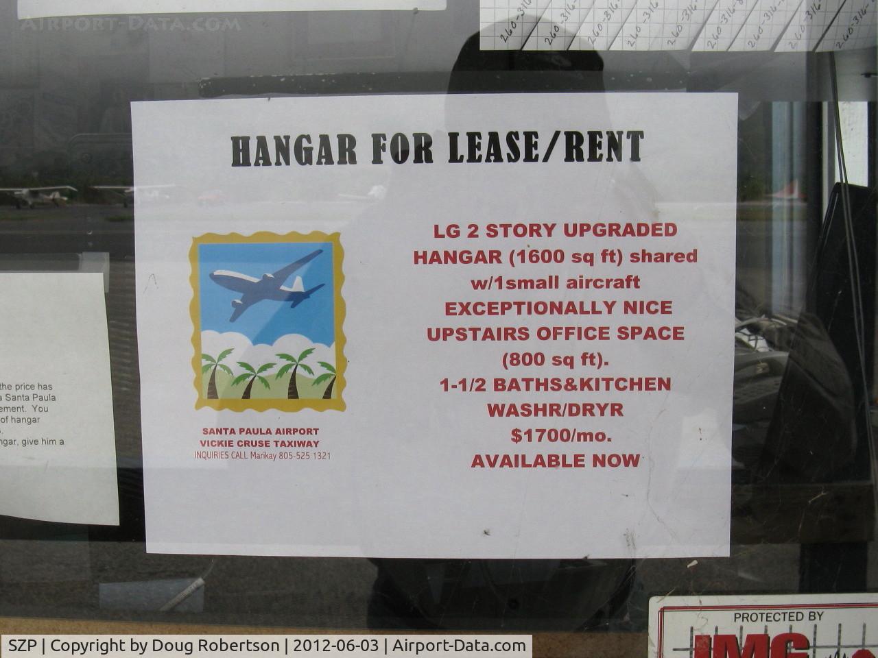 Santa Paula Airport (SZP) - Large Modern Hangar For Sale, with Bi-fold Electric Door 