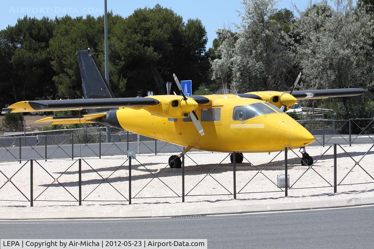 Palma de Mallorca Airport (or Son Sant Joan Airport), Palma de Mallorca Spain (LEPA) - Yellow Airplane in a roundabout at the airport.