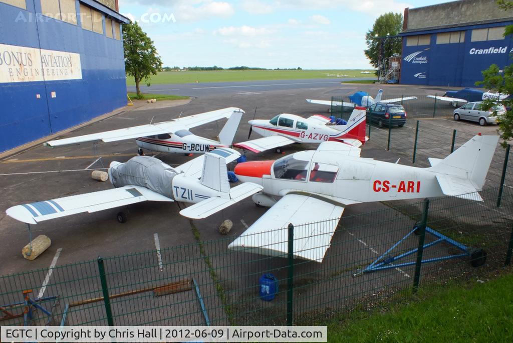 Cranfield Airport, Cranfield, England United Kingdom (EGTC) - normally when an aircraft is parked in this corner of Cranfield it very rarely returns to the air