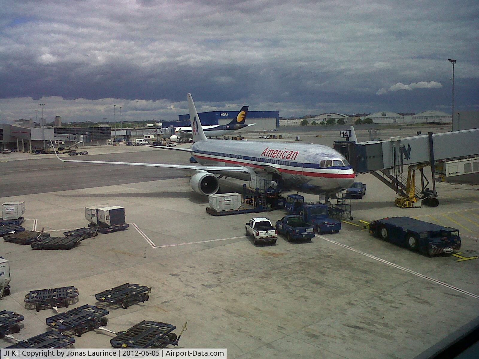 John F Kennedy International Airport (JFK) - The American Airlines aircraft at destination to Port-au-Prince, Haiti at the JFK International Airport.