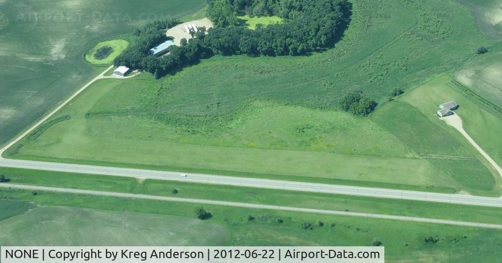 NONE Airport - A view of the Evansville, MN private strip just east of Evansville at 3000'.