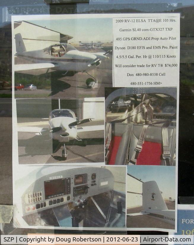 Santa Paula Airport (SZP) - 2009 Ball VAN's RV12 E-LSA, aircraft is FOR SALE