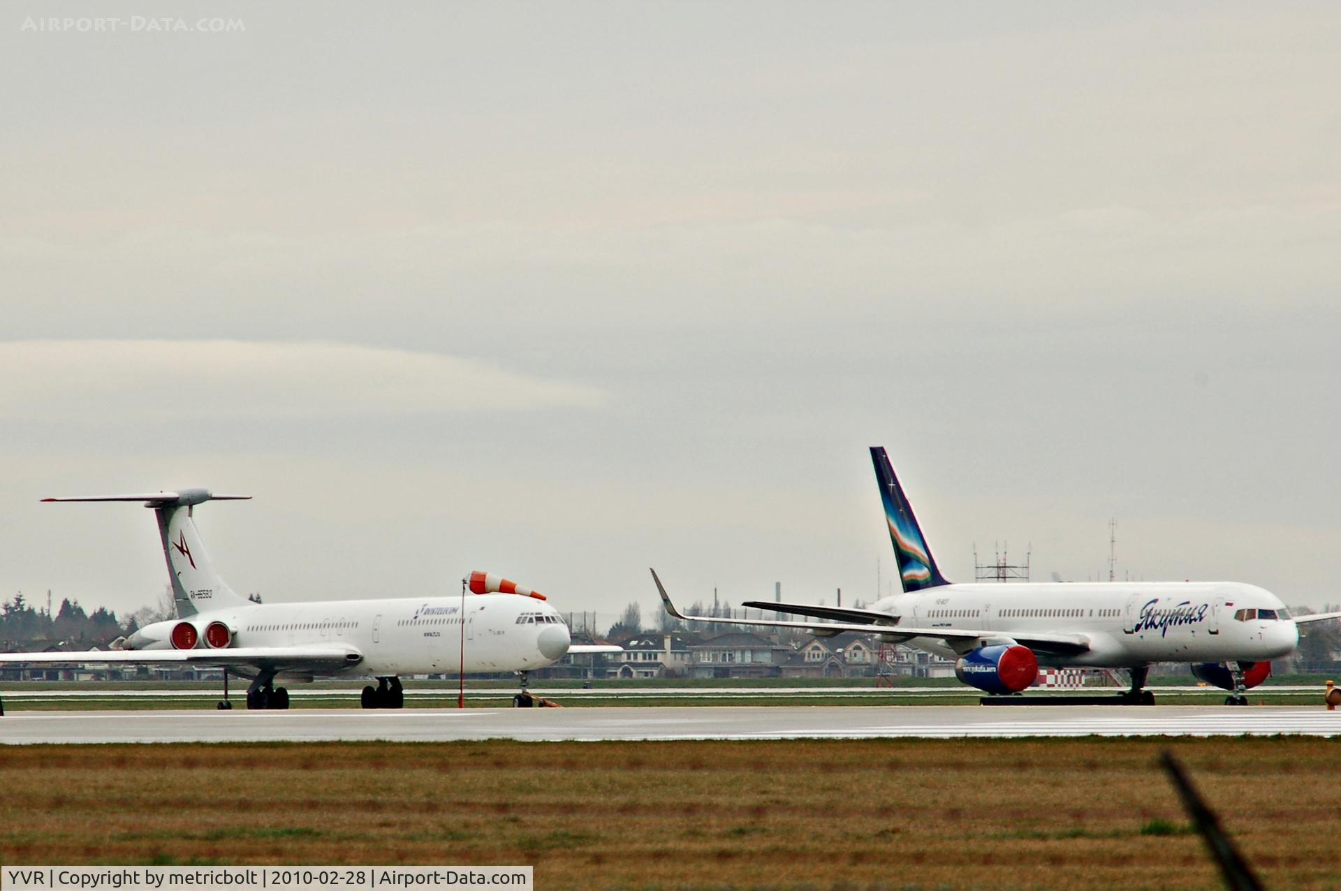Vancouver International Airport, Vancouver, British Columbia Canada (YVR) - AviaEnergo IL-62 and Yakutia B757 in YVR for Vancouver Olympics