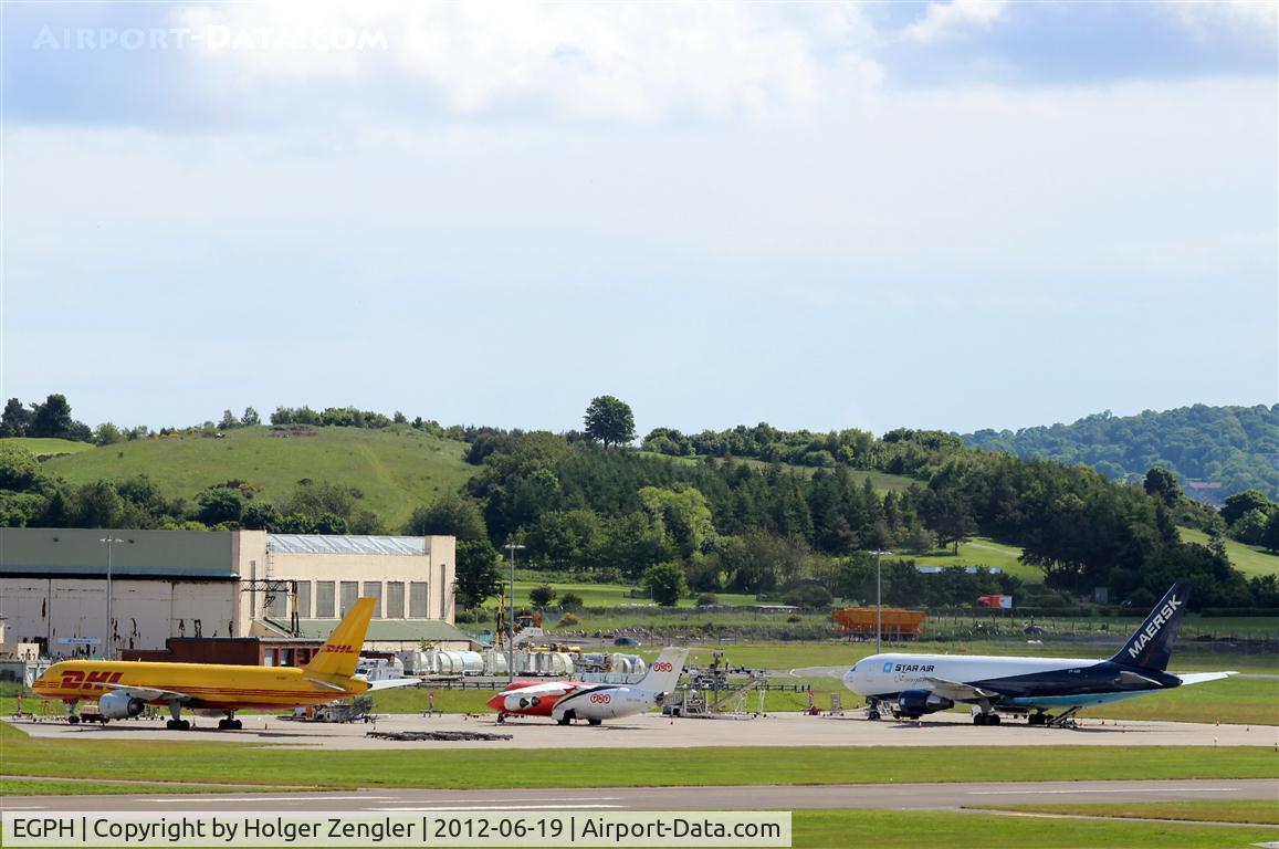 Edinburgh Airport, Edinburgh, Scotland United Kingdom (EGPH) - View from parkade to parcel carrier area.....