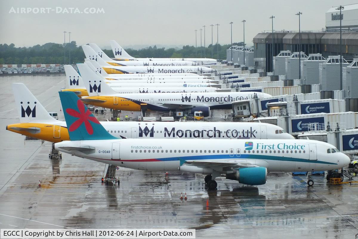 Manchester Airport, Manchester, England United Kingdom (EGCC) - Monarch Airlines dominating T2 at Manchester Airport