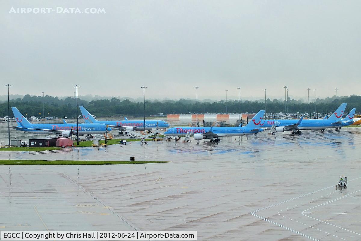 Manchester Airport, Manchester, England United Kingdom (EGCC) - Thomson Airways on the remote parking opposite T2 at Manchester Airport