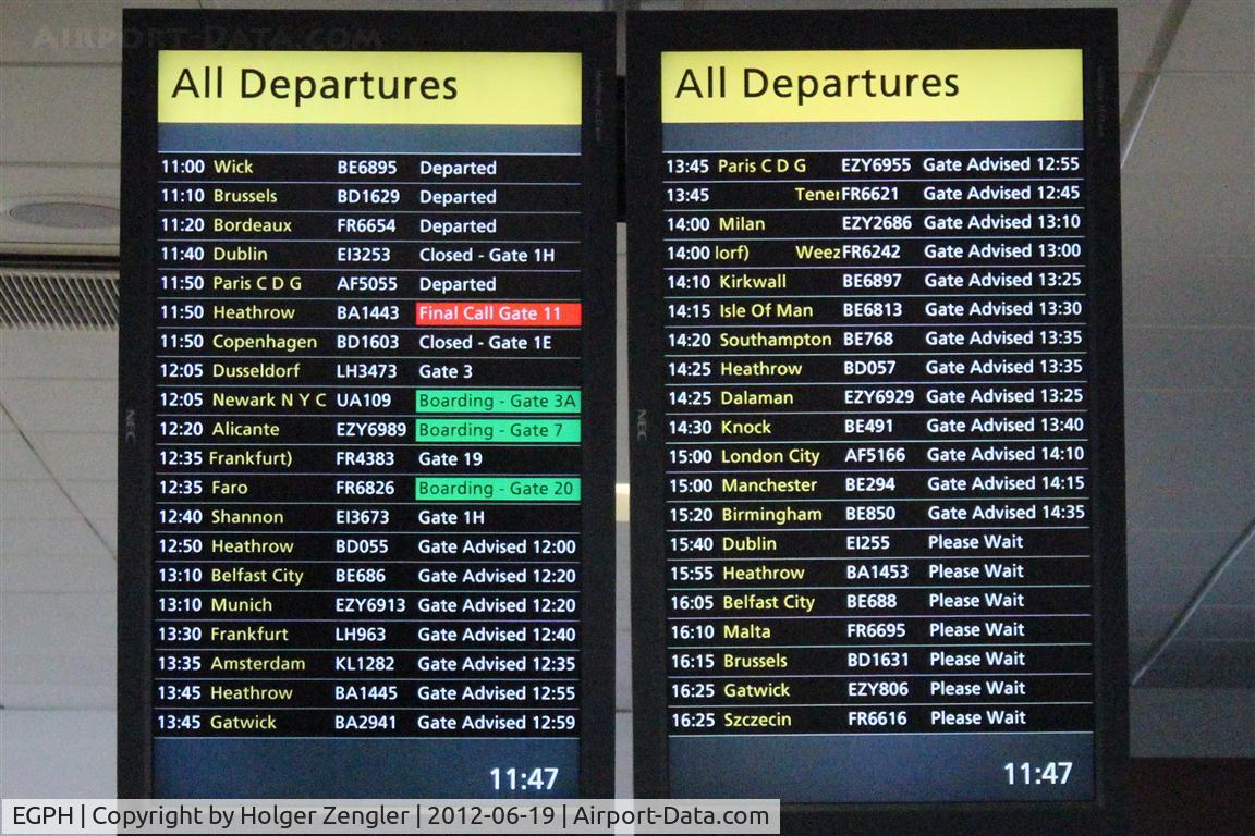 Edinburgh Airport, Edinburgh, Scotland United Kingdom (EGPH) - Ask departure schedule what destinations you can choose on a tuesday.........