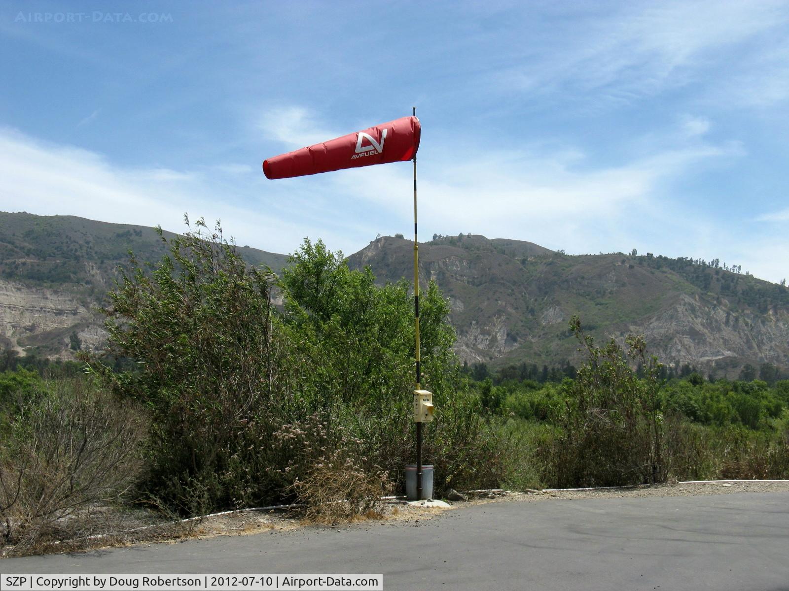 Santa Paula Airport (SZP) - Rwy 04 Windsock in a strong wind with gusts forcing some landing go-arounds on Rwy 22
