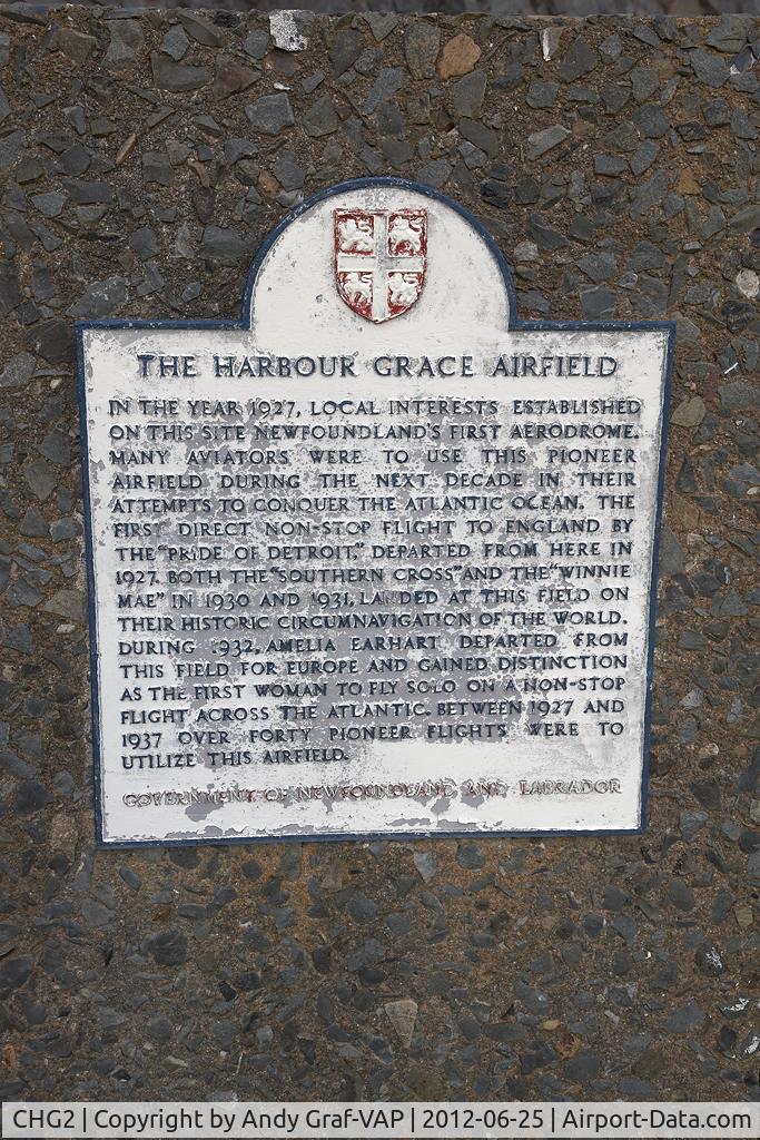 CHG2 Airport - Information board of Harbour Grace Airfield and the past persons that departed here.