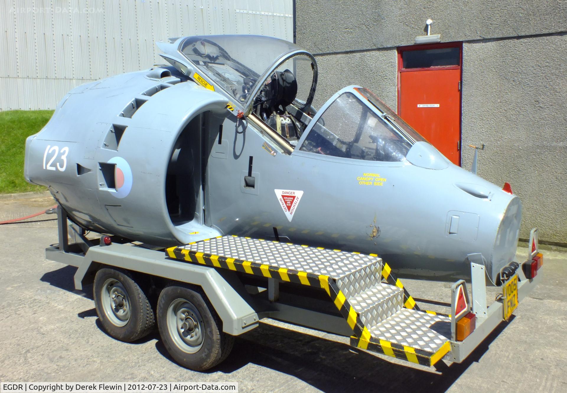RNAS Culdrose Airport, Helston, England United Kingdom (EGDR) - Harrier cockpit mock-up at Fire Section.