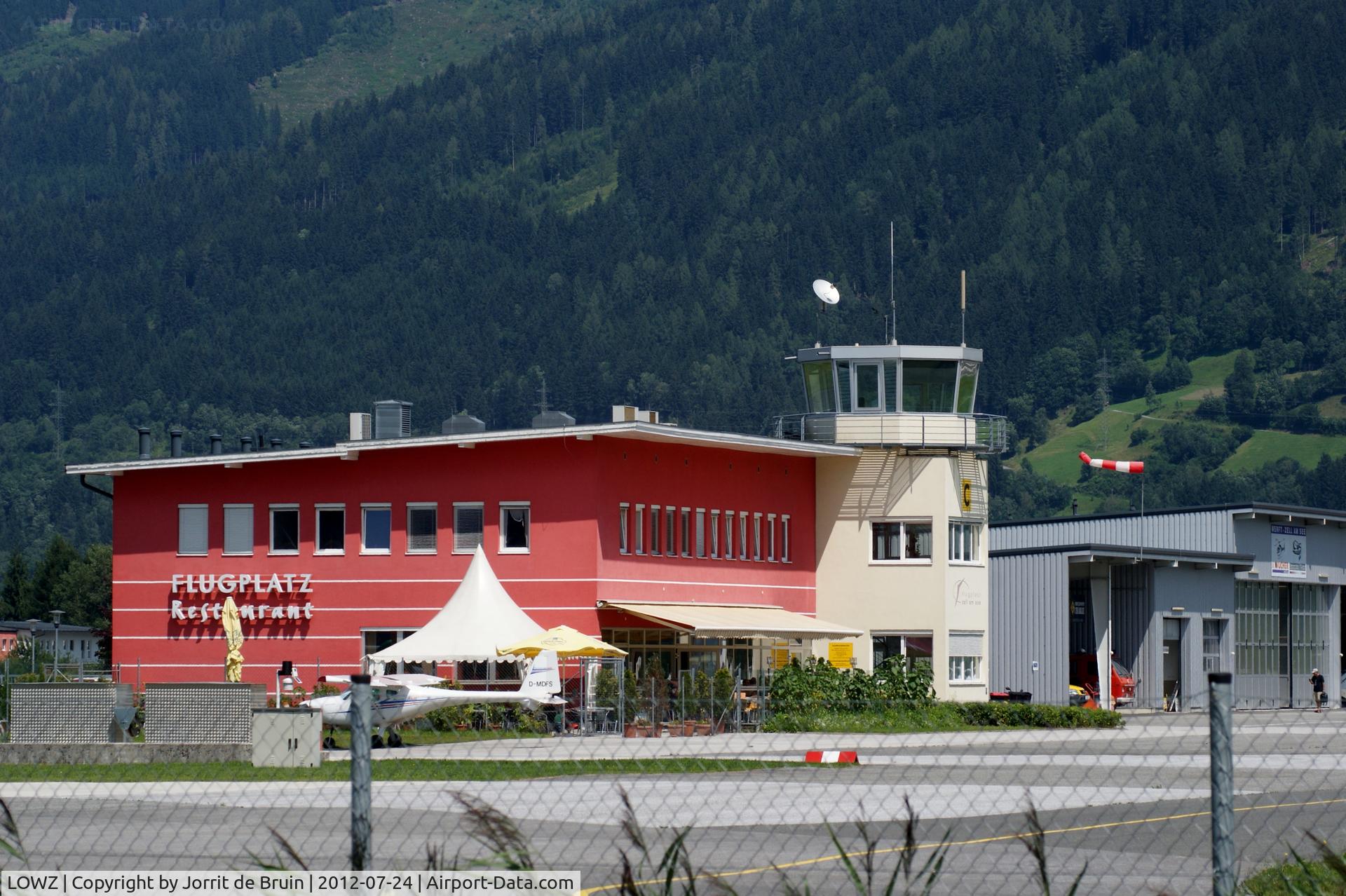 LOWZ Airport - The restaurant, airport office, tower and a bit of the hangars of Zell Flugplatz. 