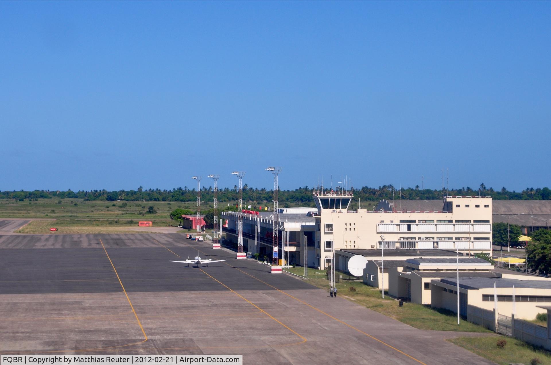 Beira Airport, Beira Mozambique (FQBR) - Beira airport terminal, viewed from the west. FQBR, Mozambique