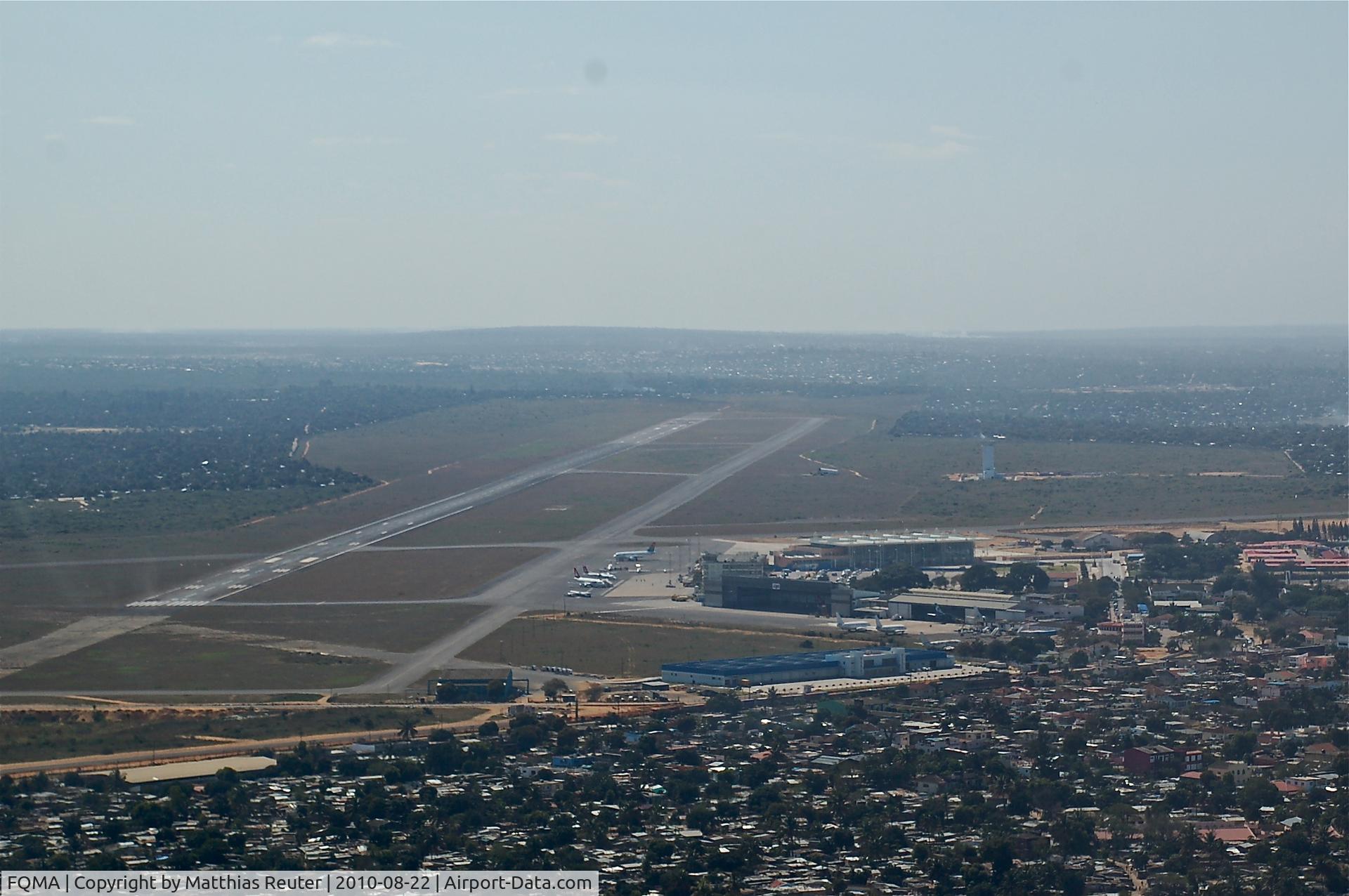 Maputo International Airport, Maputo Mozambique (FQMA) - Maputo International Airport. Viewed from the South. Note: FQMA has new domestic and intern. terminal buildings as of 2012.