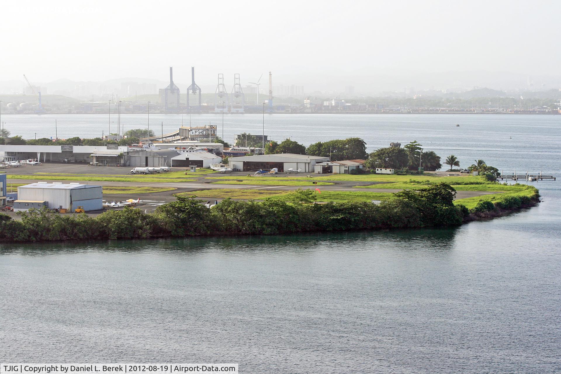Fernando Ribas Dominicci Airport (Isla Grande Airport), San Juan Puerto Rico (TJIG) - Isla Grande Airport, also known as Fernando Ribas Dominicci Airport, serves general aviation aircraft; it is located just opposite San Juan harbor.  The international (commercial) airport for San Juan is SJU.  In the foreground is the threshold of Runway 
