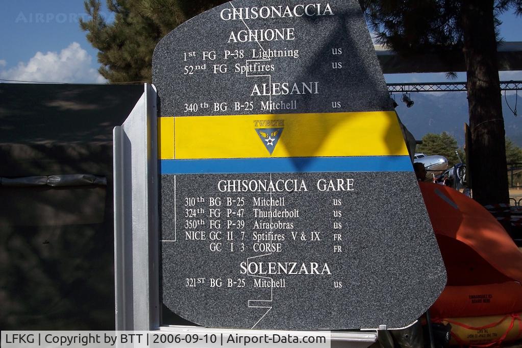 Ghisonaccia Alzitone Airport, Ghisonaccia France (LFKG) - in memory of allied airmen who fought on west cost of Corsica during WW2