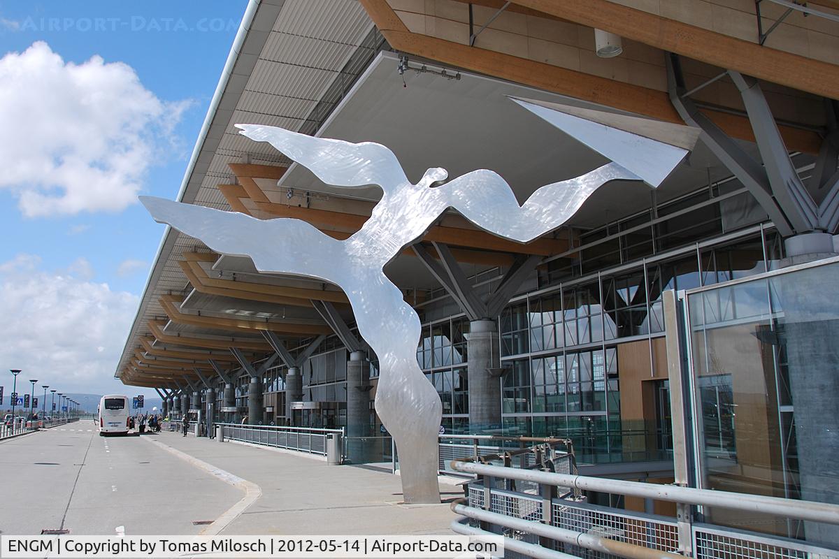 Oslo Airport, Gardermoen, Gardermoen (near Oslo), Akershus Norway (ENGM) - Sculpture in front of the departure terminal.