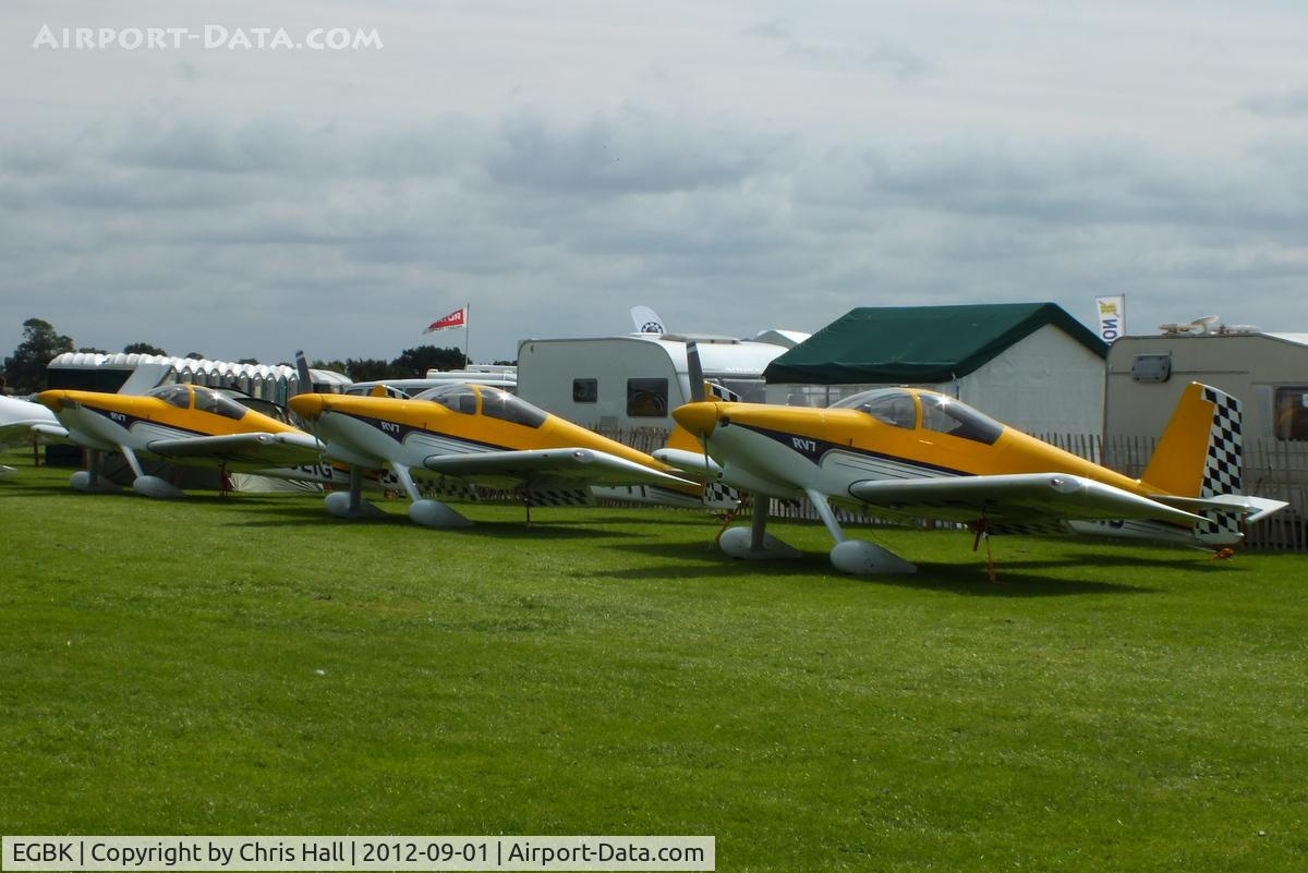 Sywell Aerodrome Airport, Northampton, England United Kingdom (EGBK) - Three identical Vans RV-7's from Newtownards NI, visiting the LAA Rally 