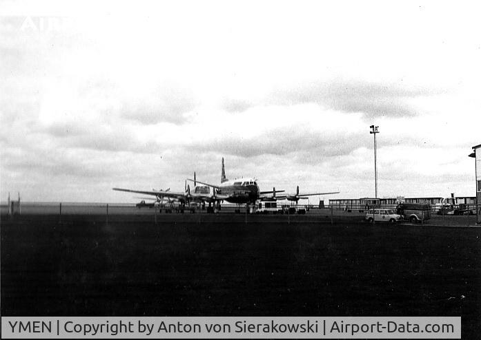 Essendon Airport, Essendon North, Victoria Australia (YMEN) - Apron at Essendon Airport taken in 1969 when it was the main Airport for Melbourne. Shows a couple of Ansett's DC-6. (scan from print)