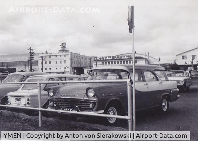 Essendon Airport, Essendon North, Victoria Australia (YMEN) - Essendon Airport taken in 1969 when it was the main Airport for Melbourne. Shows Radar installation and Ansett-ANA Cargo buildings (scan from print)