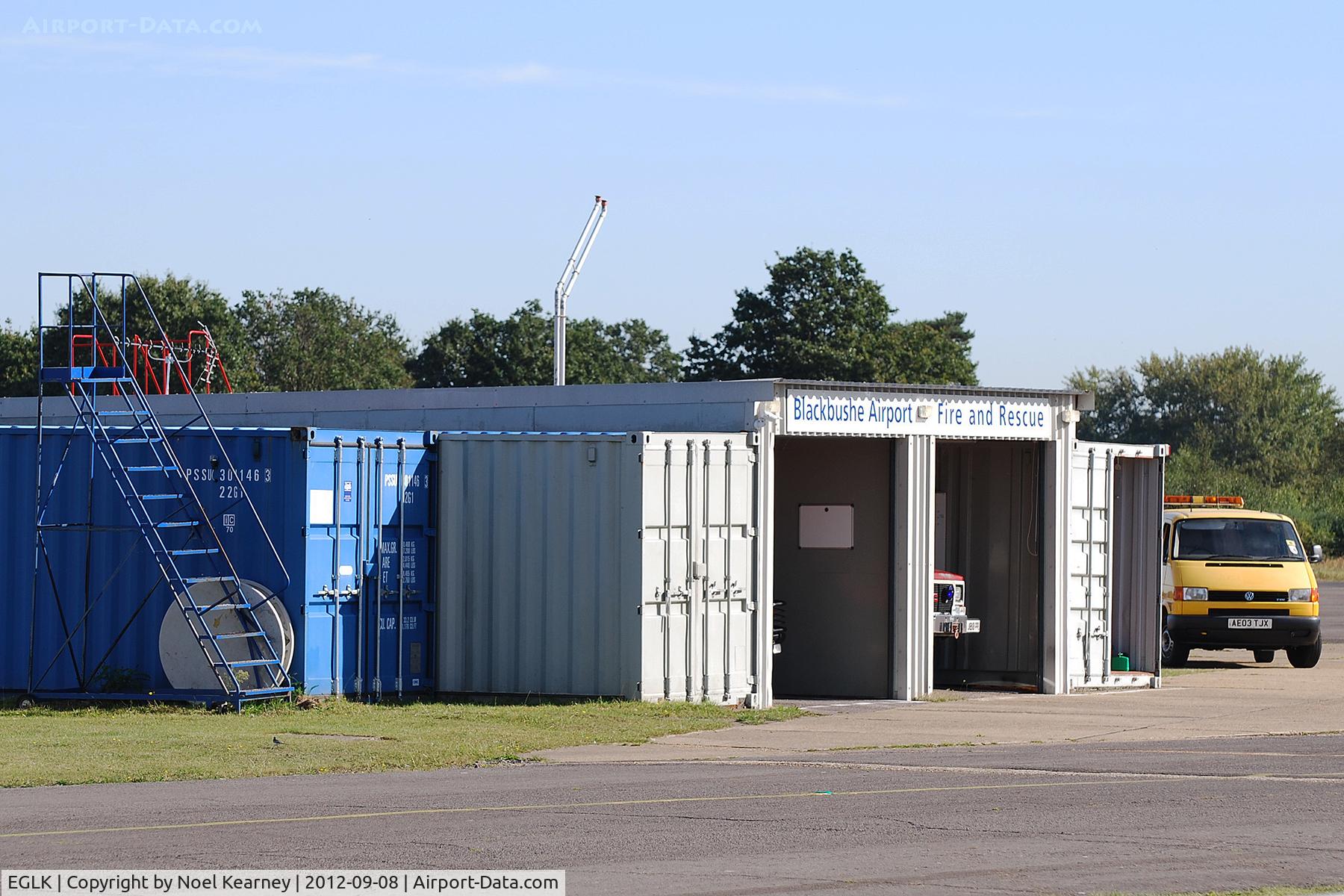 Blackbushe Airport, Camberley, England United Kingdom (EGLK) - Blackbushe Aerodrome fire station.