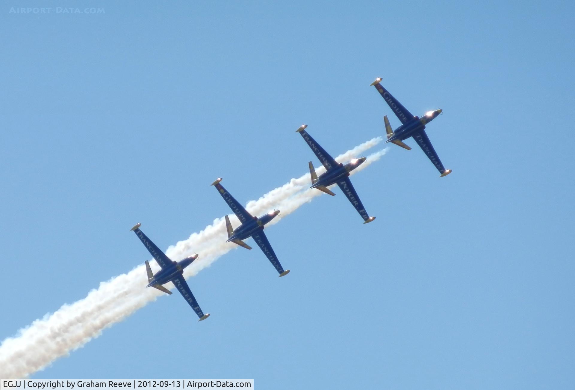 Jersey Airport, Jersey, Channel Islands United Kingdom (EGJJ) - Groupe Tranchant Fouga Magister.
