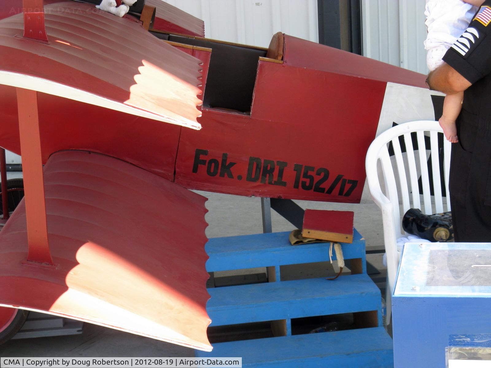 Camarillo Airport (CMA) - Commemorative Air Force SoCal Wing FOKKER TRI-PLANE for kiddie 