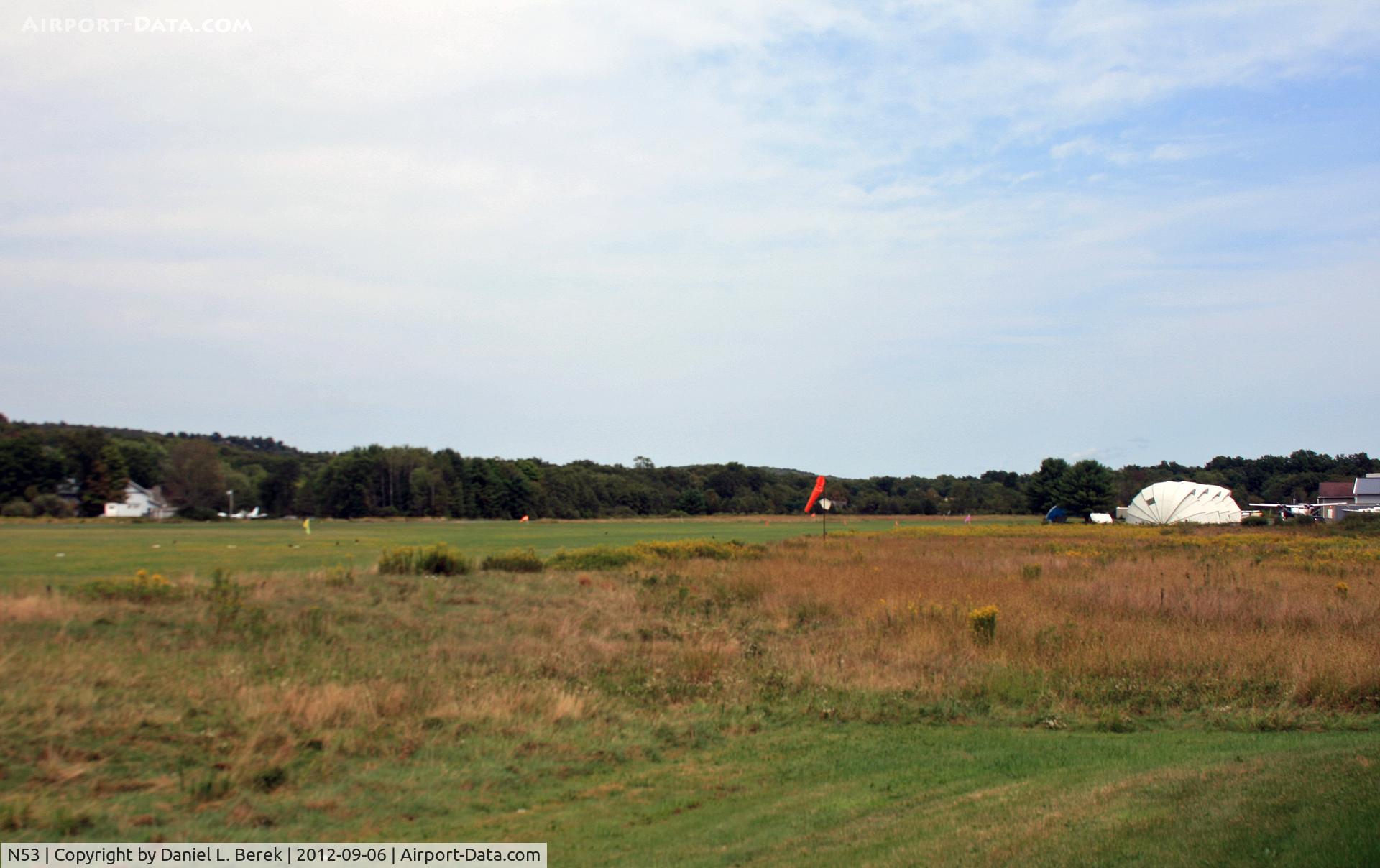Stroudsburg-pocono Airport (N53) - This little airport offers skydiving experiences from two turboprop aircraft; the main hangar is off to the right.