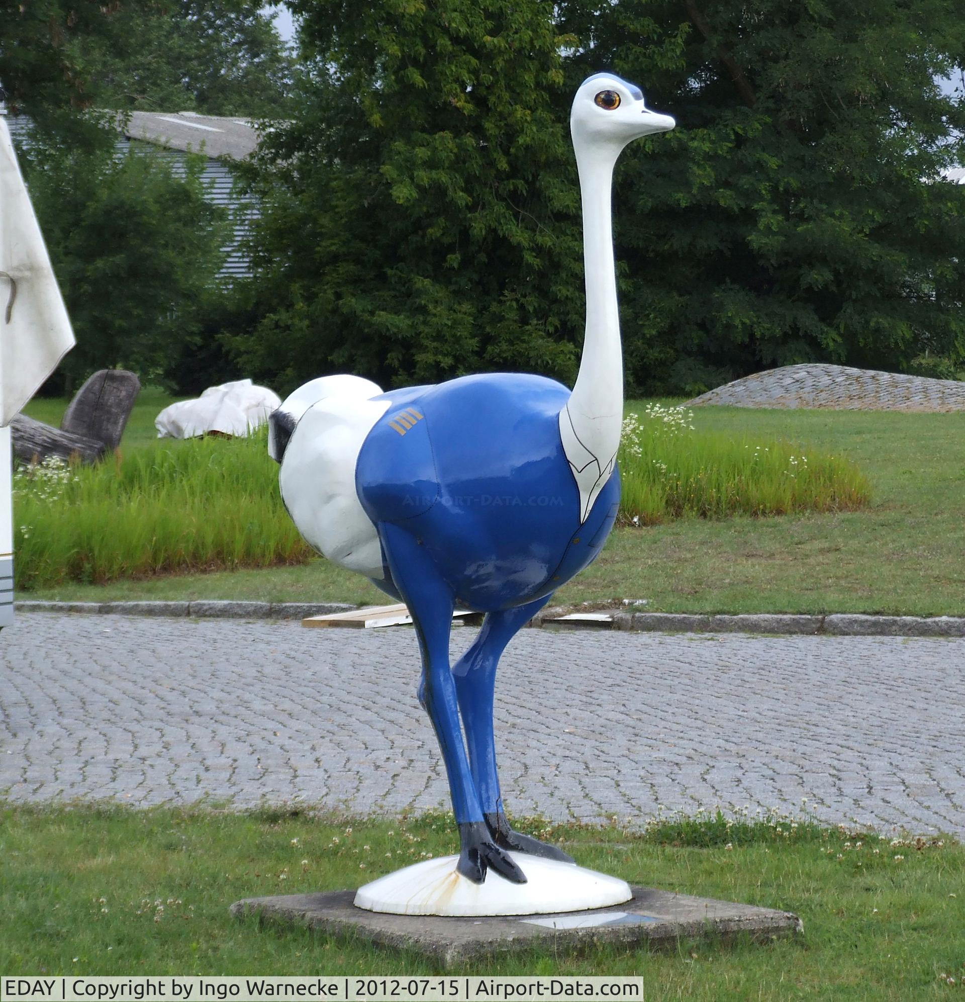 EDAY Airport - Mr. EDAY mascot of the airfield at Strausberg (these ostriches can be found all over the town)