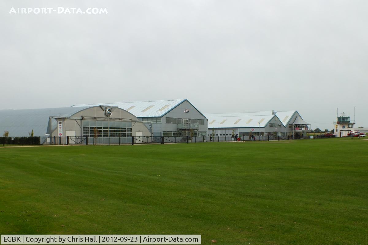 Sywell Aerodrome Airport, Northampton, England United Kingdom (EGBK) - hangars and tower at Sywell
