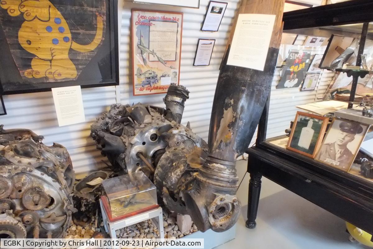 Sywell Aerodrome Airport, Northampton, England United Kingdom (EGBK) - Bristol Hercules 14 cylinder double row radial engine recovered from the wreck of a Vickers Wellington that crashed just 2 miles from the Aerodrome at Hardwick