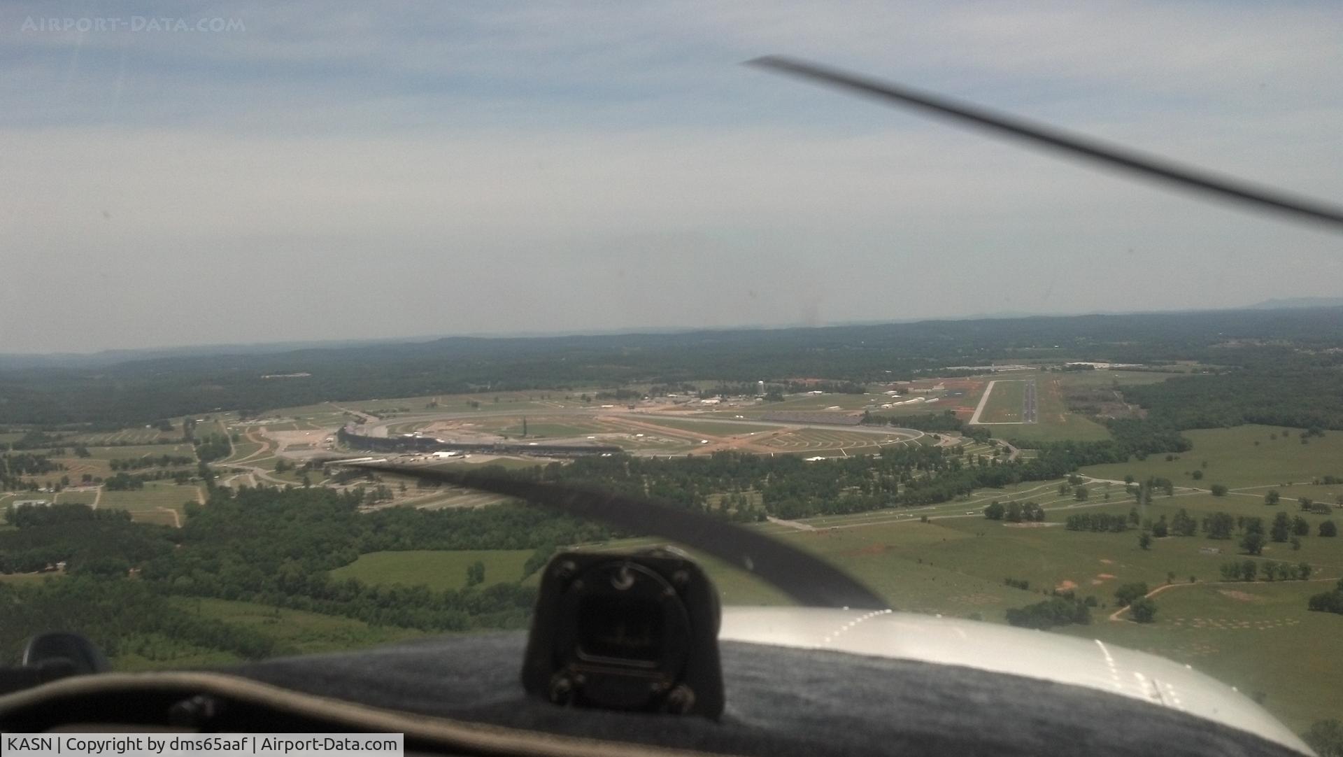 Talladega Municipal Airport (ASN) - On final for runway 3 with the race track off to the left