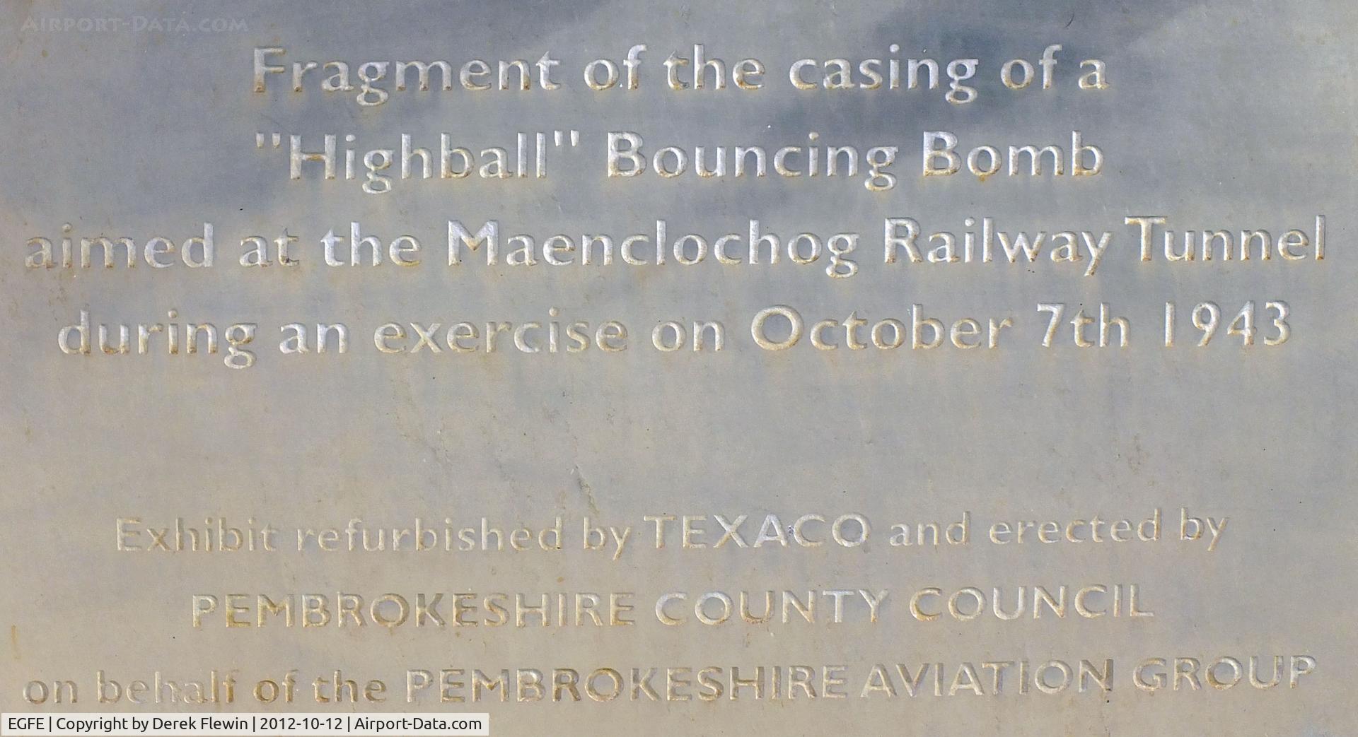 Haverfordwest Aerodrome Airport, Haverfordwest, Wales United Kingdom (EGFE) - Casing Note.