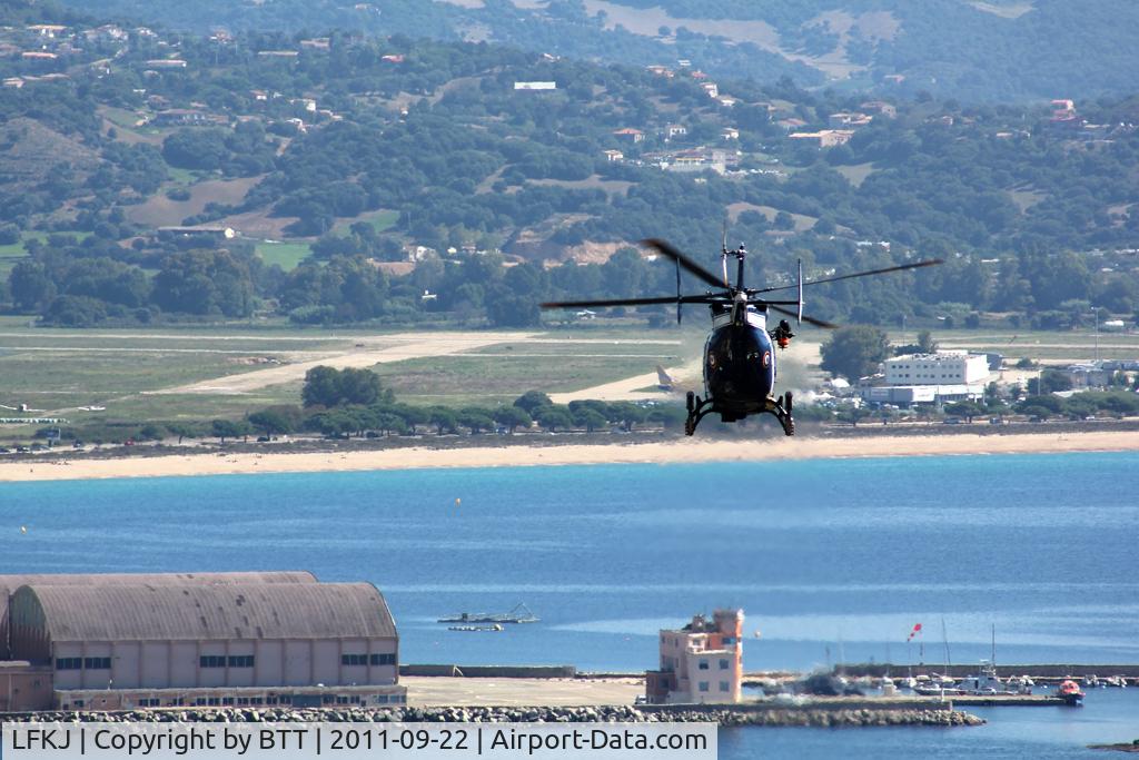 Ajaccio Campo dell'Oro Airport, Ajaccio France (LFKJ) - Helicopter gendarmerie left the hospital plunges to the airport passing above the Naval Air Aspretto
