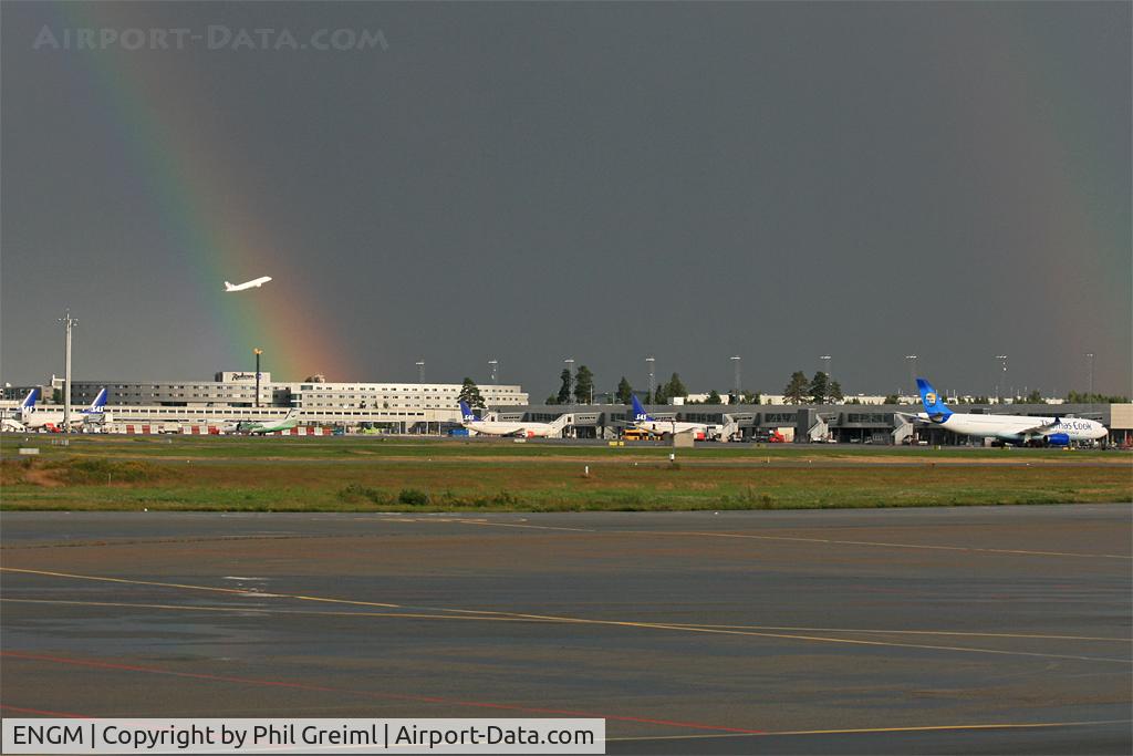 Oslo Airport, Gardermoen, Gardermoen (near Oslo), Akershus Norway (ENGM) - Double rainbow above OSL (: