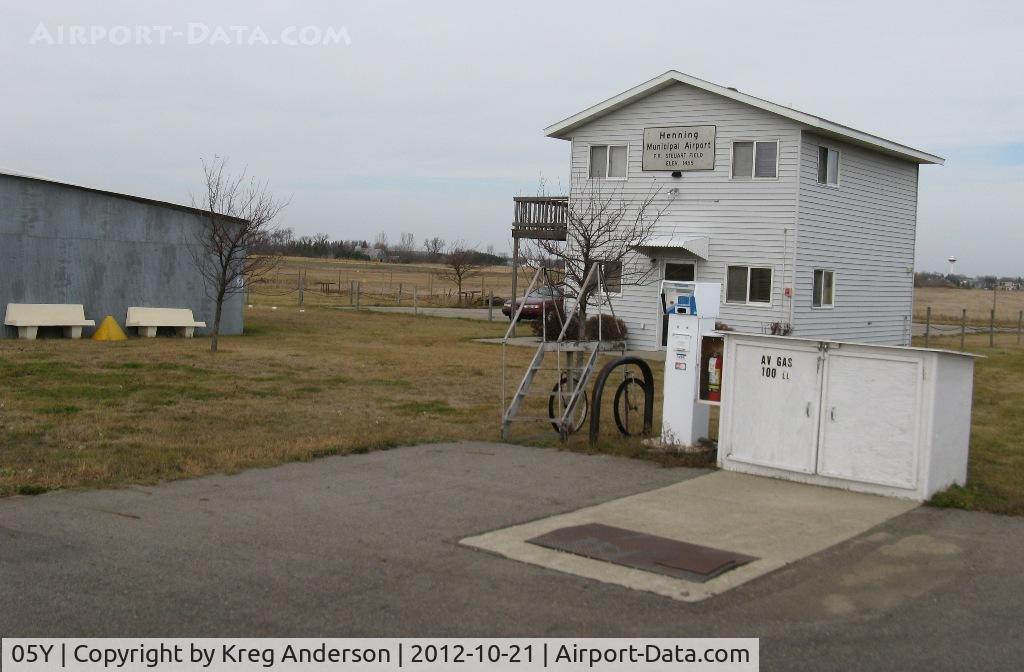 Henning Municipal Airport (05Y) - Fuel pump and AD building at Henning Municipal Airport in Henning, MN.